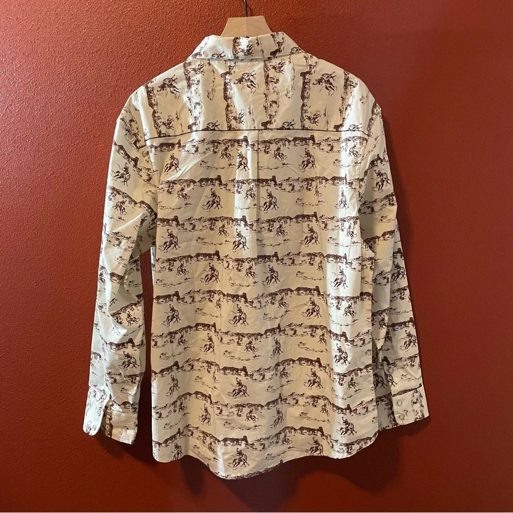 HJ Justin & Sons Men’s Western Pearl Snap Cowboy‎ Rodeo AOP Print Cowboy Shirt
